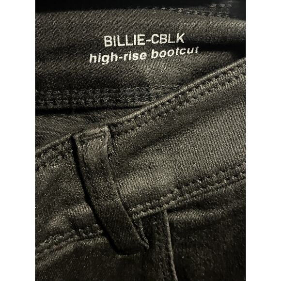 Lola Jeans Womens 28 Billie High Rise Bootcut Black Dark Wash Wax Coated A113 - Picture 4 of 8